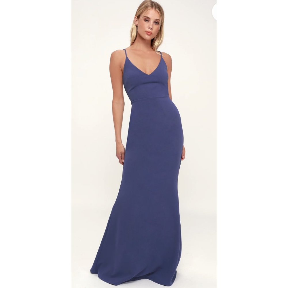 Lulu's Infinite Glory Slate Blue Maxi Dress